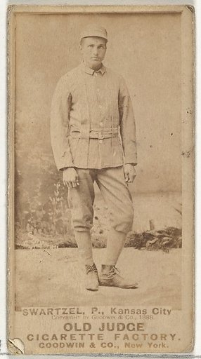 Parke B. Swartzel, Pitcher, Kansas City Cowboys, from the Old Judge series (N172) for Old Judge Cigarettes