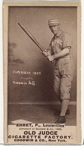 Philip Sydney "Red" Ehret, Pitcher, Louisville Colonels, from the Old Judge series (N172) for Old Judge Cigarettes