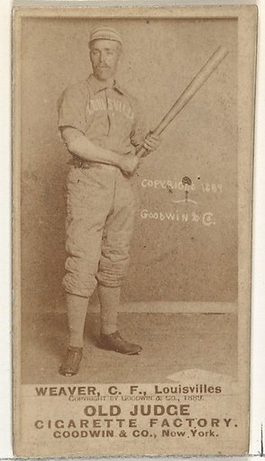 William B. "Farmer" Weaver, Center Field, Louisville Colonels, from the Old Judge series (N172) for Old Judge Cigarettes