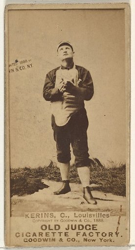 John Nelson Kerins, Catcher, Louisville Colonels, from the Old Judge series (N172) for Old Judge Cigarettes