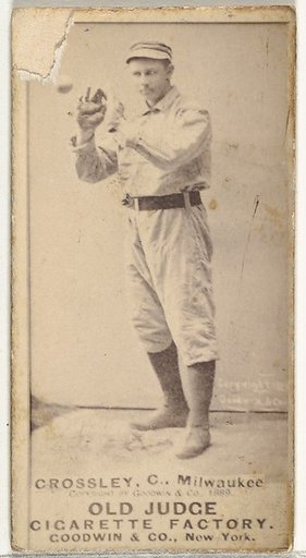 William C. Crossley, Catcher, Milwaukee, from the Old Judge series (N172) for Old Judge Cigarettes