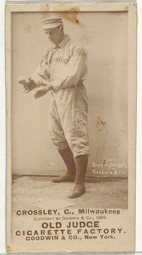 William C. Crossley, Catcher, Milwaukee, from the Old Judge series (N172) for Old Judge Cigarettes