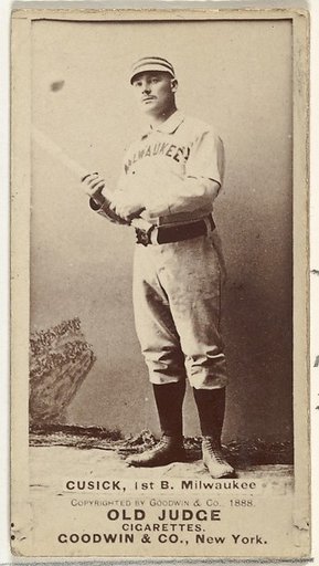Andrew J. "Andy" Cusick, 1st Base, Milwaukee, from the Old Judge series (N172) for Old Judge Cigarettes