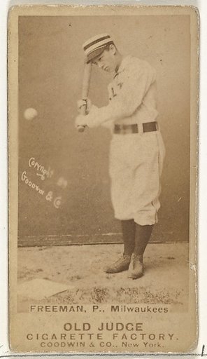 Julius Benjamin "Julie" Freeman, Pitcher, Milwaukee, from the Old Judge series (N172) for Old Judge Cigarettes