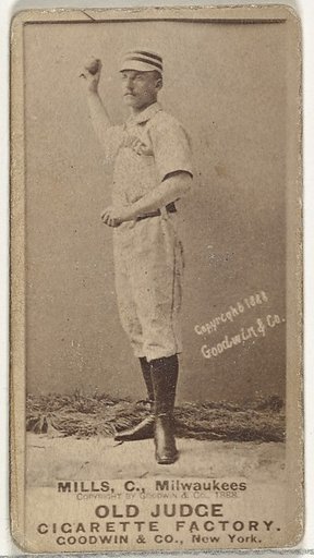 Lynn Mills, Catcher, Milwaukee, from the Old Judge series (N172) for Old Judge Cigarettes