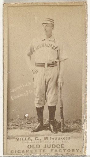Lynn Mills, Catcher, Milwaukee, from the Old Judge series (N172) for Old Judge Cigarettes