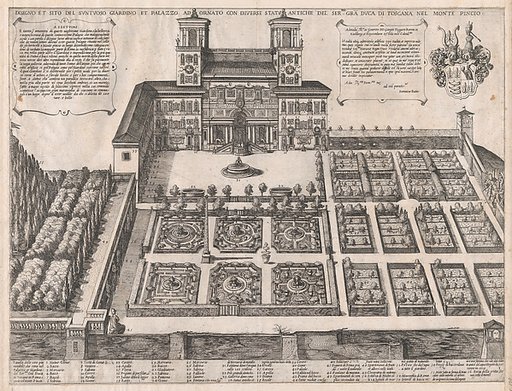 Monte Pincio Palace and Gardens, from "Speculum Romanae Magnificentiae"