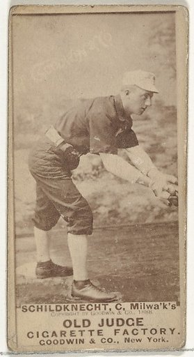 Schildknecht, Catcher, Milwaukee, from the Old Judge series (N172) for Old Judge Cigarettes
