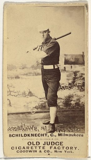 Schildknecht, Catcher, Milwaukee, from the Old Judge series (N172) for Old Judge Cigarettes