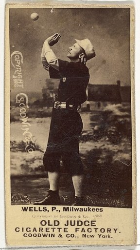 Frank D. Wells, Pitcher, Milwaukee, from the Old Judge series (N172) for Old Judge Cigarettes