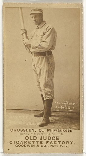 William C. Crossley, Catcher, Milwaukee, from the Old Judge series (N172) for Old Judge Cigarettes