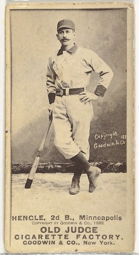 Emery J. "Moxie" Hengel, 2nd Base, Minneapolis, from the Old Judge series (N172) for Old Judge Cigarettes