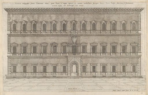 Exterior of the Farnese Palace, from "Speculum Romanae Magnificentiae"