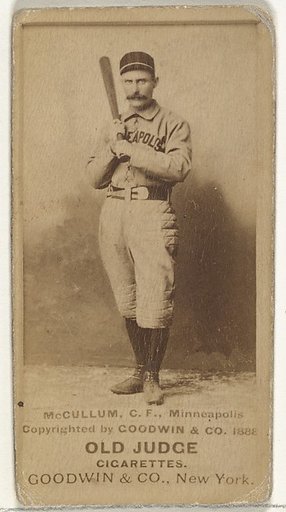 Thomas McCallum, Center Field, Minneapolis, from the Old Judge series (N172) for Old Judge Cigarettes