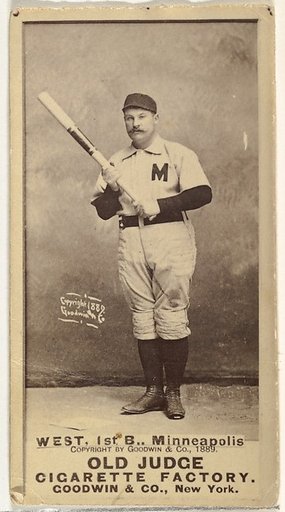 Milton Douglas "Buck" West, 1st Base, Minneapolis, from the Old Judge series (N172) for Old Judge Cigarettes