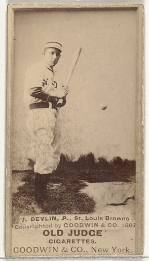 James H. "Jim" Devlin, Pitcher, St. Louis Browns, from the Old Judge series (N172) for Old Judge Cigarettes