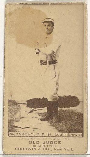Tommy McCarthy, Center Field, St. Louis Browns, from the Old Judge series (N172) for Old Judge Cigarettes