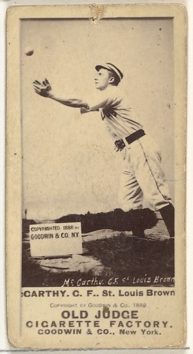 Tommy McCarthy, Center Field, St. Louis Browns, from the Old Judge series (N172) for Old Judge Cigarettes