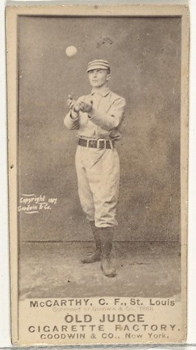 Tommy McCarthy, Center Field, St. Louis Browns, from the Old Judge series (N172) for Old Judge Cigarettes