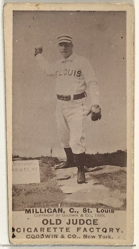 Jocko Milligan, Catcher, St. Louis Browns, from the Old Judge series (N172) for Old Judge Cigarettes