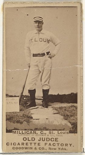 Jocko Milligan, Catcher, St. Louis Browns, from the Old Judge series (N172) for Old Judge Cigarettes