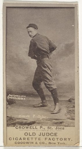 William Theodore "Billy" Crowell, Pitcher, St. Joseph Clay Eaters, from the Old Judge series (N172) for Old Judge Cigarettes