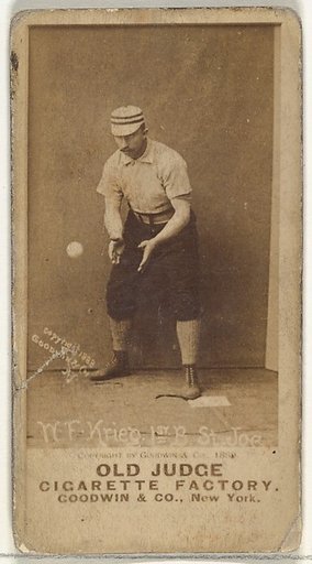 William Frederick "Bill" Krieg, 1st Base, St. Joseph Clay Eaters, from the Old Judge series (N172) for Old Judge Cigarettes