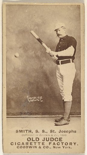 H. Smith, Shortstop, St. Joseph Clay Eaters, from the Old Judge series (N172) for Old Judge Cigarettes