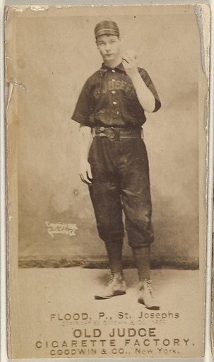 Thomas J. Flood, Pitcher, St. Joseph Clay Eaters, from the Old Judge series (N172) for Old Judge Cigarettes