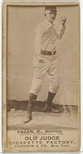 William A. "Bill" Fagan, Pitcher, Denver, from the Old Judge series (N172) for Old Judge Cigarettes
