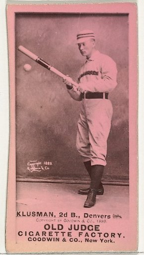 William F. "Billy" Klusman, 2nd Base, Denver, from the Old Judge series (N172) for Old Judge Cigarettes