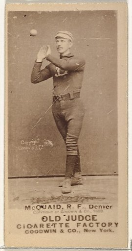 Mortimer Martin "Mart" McQuaid, Right Field, Denver, from the Old Judge series (N172) for Old Judge Cigarettes