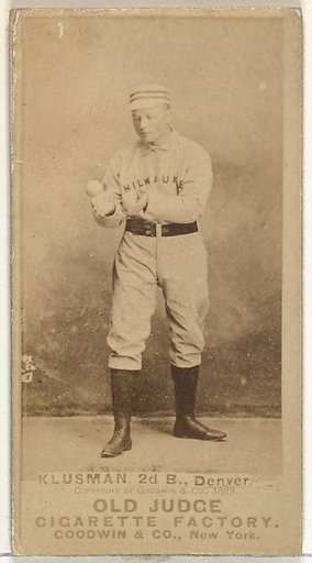 William F. "Billy" Klusman, 2nd Base, Denver, from the Old Judge series (N172) for Old Judge Cigarettes