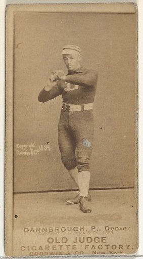 William Darnbrough, Pitcher, Denver, from the Old Judge series (N172) for Old Judge Cigarettes