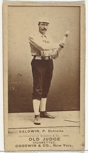 Charles B. "Lady" Baldwin, Pitcher, Detroit Wolverines, from the Old Judge series (N172) for Old Judge Cigarettes