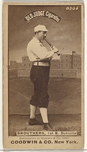 Dennis Joseph "Dan" Brouthers, 1st Base, Detroit Wolverines, from the Old Judge series (N172) for Old Judge Cigarettes