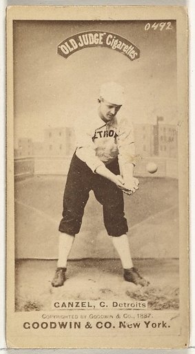 Charles William "Charlie" Ganzel, Catcher, Detroit Wolverines, from the Old Judge series (N172) for Old Judge Cigarettes
