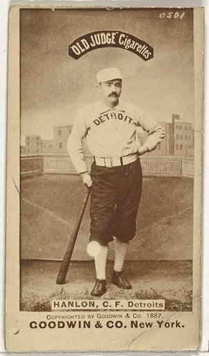 Edward Hugh "Ned" Hanlon, Center Field, Detroit Wolverines, from the Old Judge series (N172) for Old Judge Cigarettes