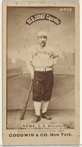 John Charles "Jack" Rowe, Shortstop, Detroit Wolverines, from the Old Judge series (N172) for Old Judge Cigarettes