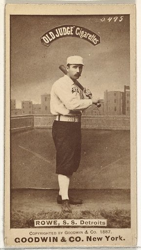 John Charles "Jack" Rowe, Shortstop, Detroit Wolverines, from the Old Judge series (N172) for Old Judge Cigarettes