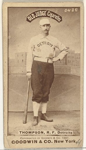 Samuel Luther "Sam" Thompson, Right Field, Detroit Wolverines, from the Old Judge series (N172) for Old Judge Cigarettes