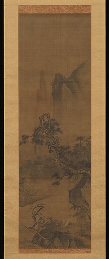 Scholar admiring plum blossoms