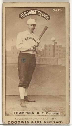 Samuel Luther "Sam" Thompson, Right Field, Detroit Wolverines, from the Old Judge series (N172) for Old Judge Cigarettes