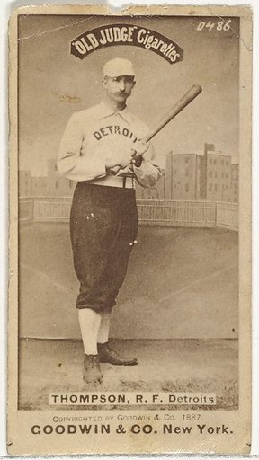 Samuel Luther "Sam" Thompson, Right Field, Detroit Wolverines, from the Old Judge series (N172) for Old Judge Cigarettes