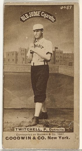 Lawrence Grant "Larry" Twitchell, Pitcher, Detroit Wolverines, from the Old Judge series (N172) for Old Judge Cigarettes