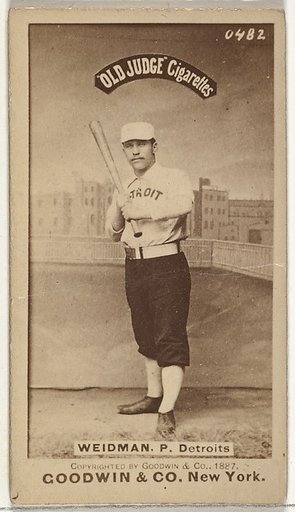 George Edward "Stump" Wiedman, Pitcher, Detroit Wolverines, from the Old Judge series (N172) for Old Judge Cigarettes