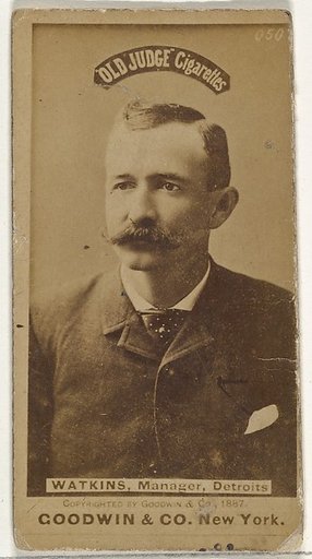 William Henry "Wattie" Watkins, Manager, Detroit Wolverines, from the Old Judge series (N172) for Old Judge Cigarettes