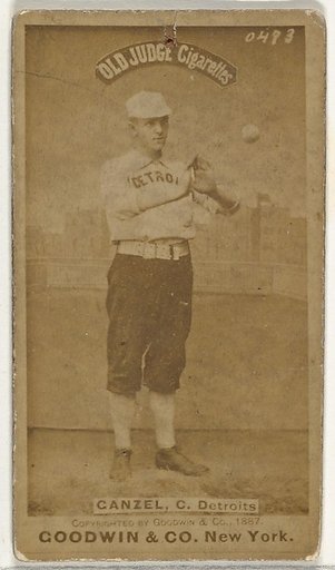 Charles William "Charlie" Ganzel, Catcher, Detroit Wolverines, from the Old Judge series (N172) for Old Judge Cigarettes