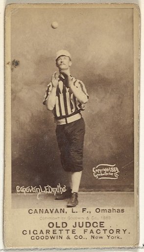 James Edward "Jim" Canavan, Left Field, Omaha Omahogs/ Lambs, from the Old Judge series (N172) for Old Judge Cigarettes