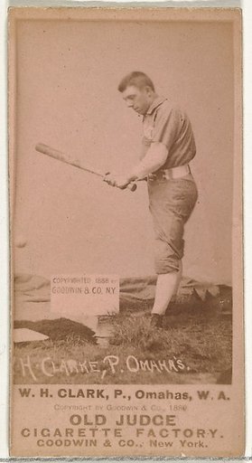 William H. "Dad" Clarke, Pitcher, Omaha Omahogs/ Lambs, from the Old Judge series (N172) for Old Judge Cigarettes